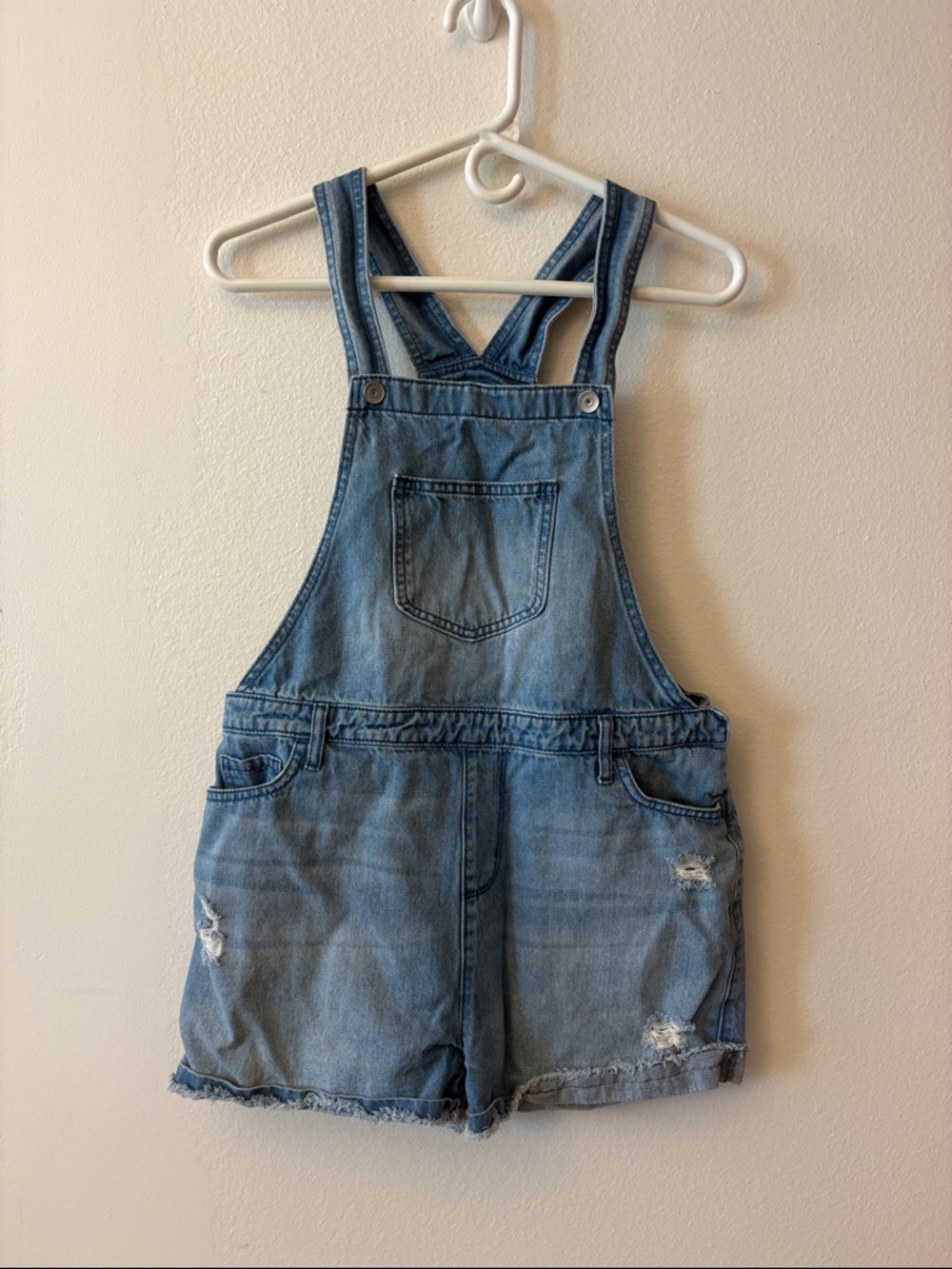 Place Light Blue Denim Short Overalls for Kids